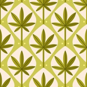Mid century cannabis leaves