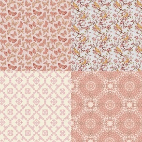 Cathedral window Pink caramel wall hanging fabrics