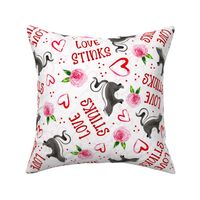 Large Scale Love Stinks Funny Valentine Skunks Red Hearts and Pink Flowers