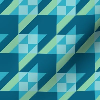 Houndstooth bow ties, blue green tones, 12 inch
