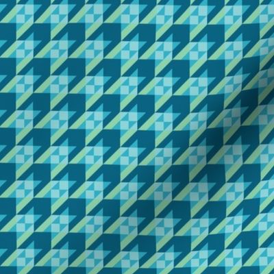 Houndstooth bow ties, blue green tones, 4 inch