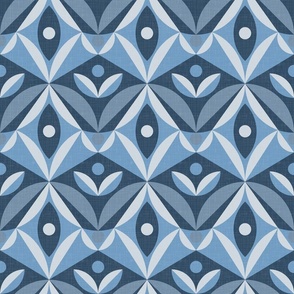 Geometric Tulip Decor - Pigeon Blue Shades / Large