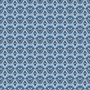 Geometric Tulip Decor - Pigeon Blue Shades / Medium