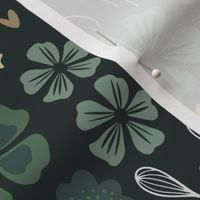 Dark Floral Decor Whimsical - Brown and Dark Green