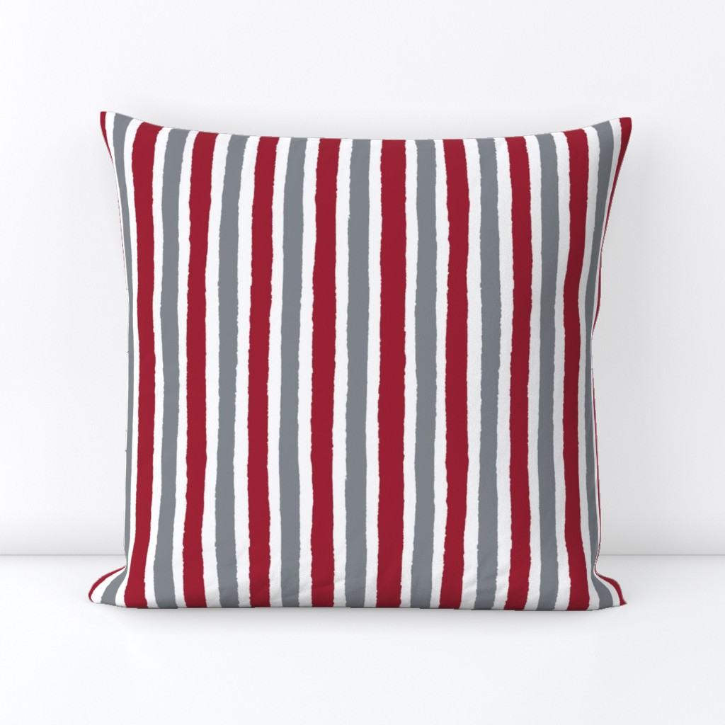 Crimson and Grey Vertical Stripe