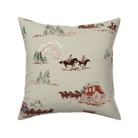 Mountain Stagecoach - Tanned, Cowboy Toile, Western Toile, Country Western Toile