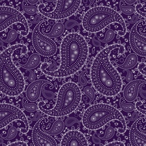 White Paisley on Purple - MEDIUM