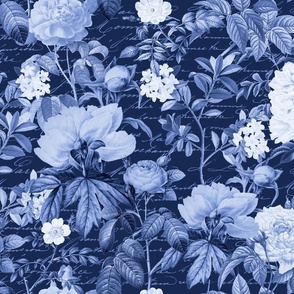 Nostalgic Flower Garden Floral Romance Pattern Blue