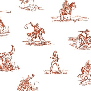 Stick Em' Up - Red and White, Cowgirl Toile, Western Toile, Cowboy Toile