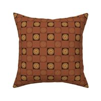 Square and circle checkered brown pattern