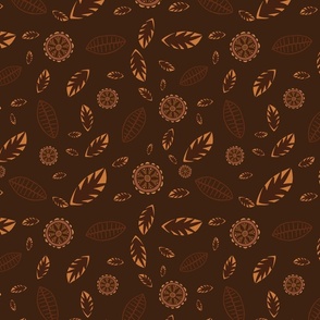 Dark brown with folk elements pattern