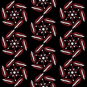 Kiaria - black red white ornamental art design fabric pattern