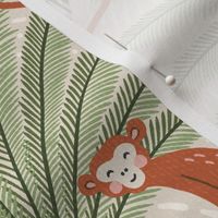 sago palm and  monkey/green brown/large