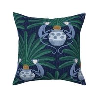 sago palm and monkey/dark blue/large