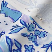 bunnies  watercolor chinoiserie 