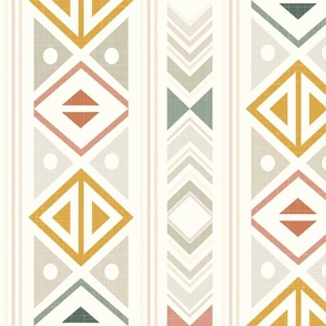 boho casual southwestern - terracotta green yellow - tribal boho wallpaper and fabric