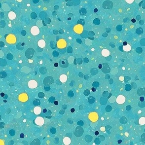 Confetti Polka Dots Ditsy - Lemon on Blue Raspberry - Large Scale (Coloring at the Ice Cream Shop)