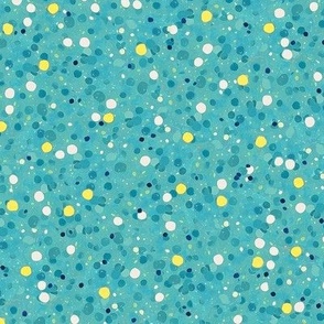 Confetti Polka Dots Ditsy - Lemon on Blue Raspberry - Medium Scale (Coloring at the Ice Cream Shop)