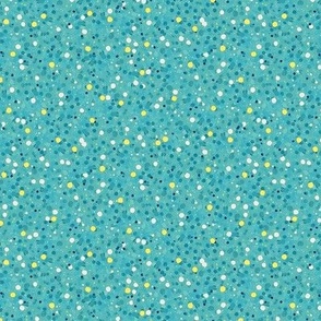 Confetti Polka Dots Ditsy - Lemon on Blue Raspberry - Small Scale (Coloring at the Ice Cream Shop)