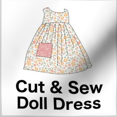 Ginger Meadow Cut & Sew Doll Dress on FAT QUARTER for Forever Virginia Dolls and other 1/8, 1/6 and 1/5 scale child dolls  // little small scale tiny mini micro doll 