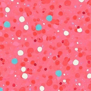 Confetti Polka Dots Ditsy - Blue Raspberry on Strawberry - Large Scale (Coloring at the Ice Cream Shop)