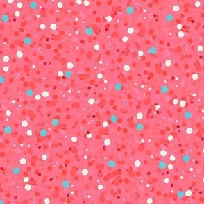 Confetti Polka Dots Ditsy - Blue Raspberry on Strawberry - Medium Scale (Coloring at the Ice Cream Shop)