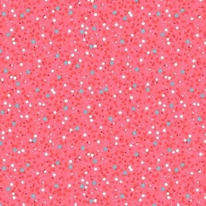 Confetti Polka Dots Ditsy - Blue Raspberry on Strawberry - Small Scale (Coloring at the Ice Cream Shop)
