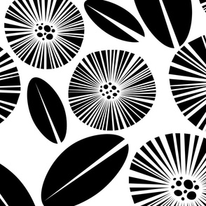 Retro Beach House Black on White