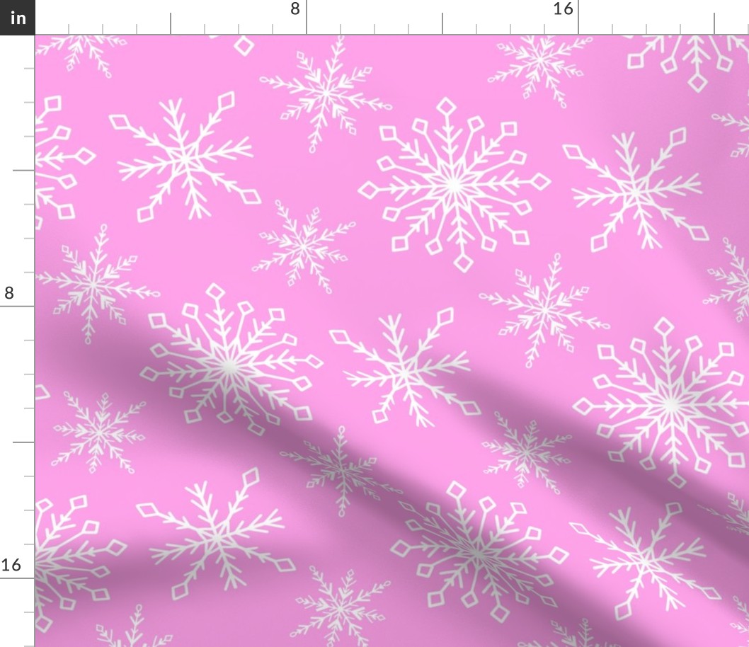 snowfall pink large || pastel pink snowflakes holiday designs holiday snowflake pattern winter design cute
