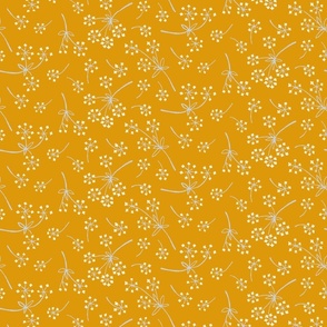 Star Flowers Fantasy Doodles | cream on mustard | 18"