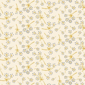 Star Flowers Fantasy Doodles| mustard on cream | 18"