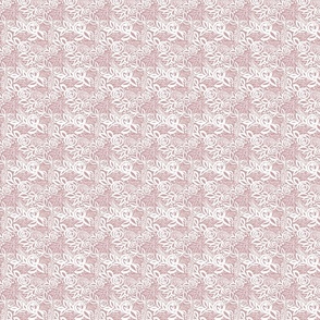 Mauve Pink and White Leafy Floral - micro scale