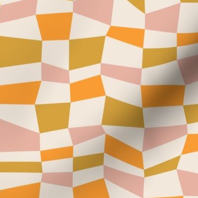 Checkered spring feeling / Medium scale / Mustard+pink+orange