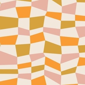 Checkered spring feeling / Medium scale / Mustard+pink+orange