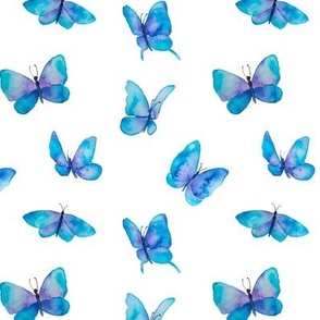 Blue Watercolor Butterflies 1