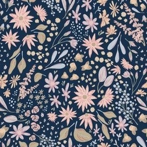 Floral Meadow - Navy