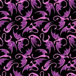 Dancing Dragons - Pink on Black