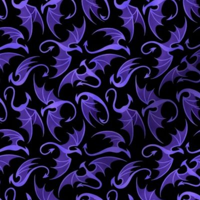 Dancing Dragons - Purple on Black