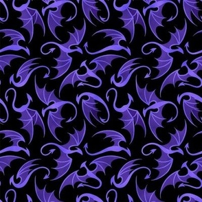 Dancing Dragons - Purple on Black