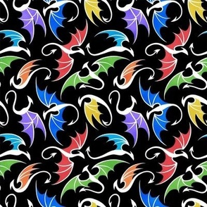 Dancing Dragons - Rainbow on Black
