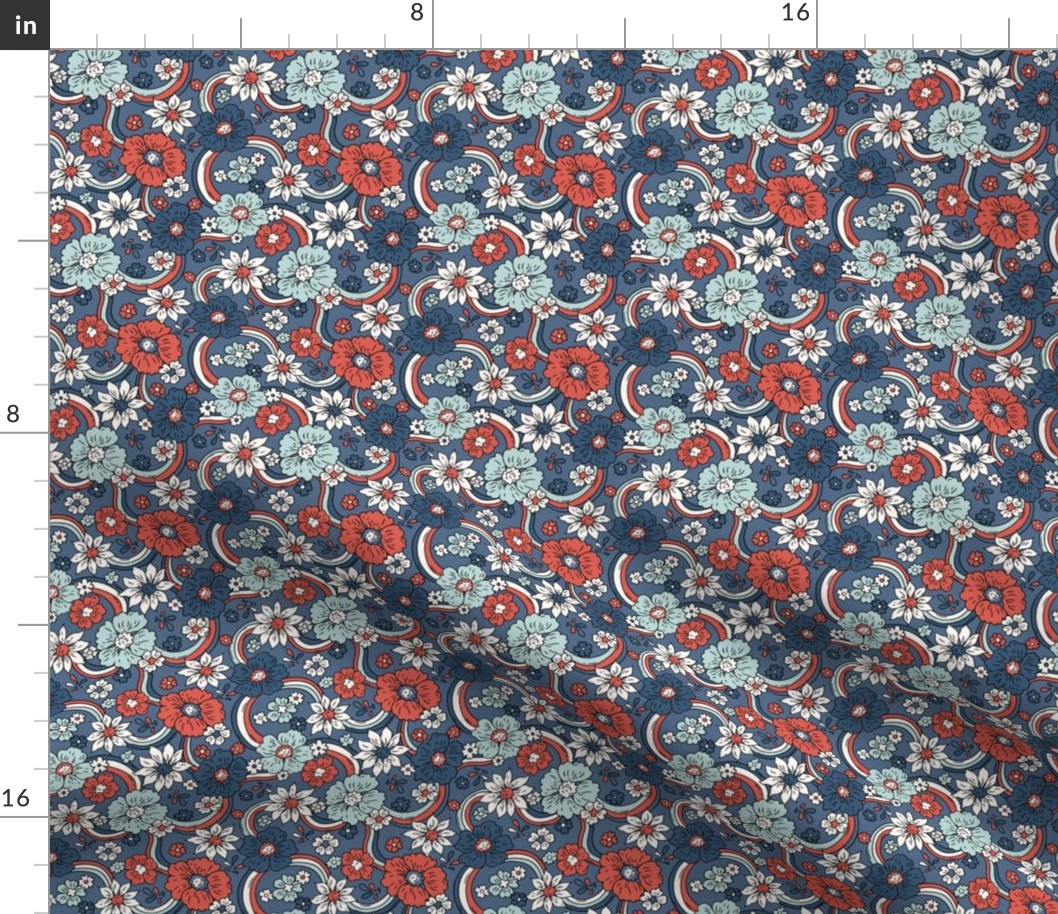 Rainbow Floral Muted Fourth of July- XS Scale