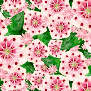 (XL) Mountain Laurel Wildflowers Pink and Green Watercolor Extra Large