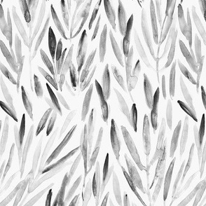 Noir eucalyptus leaves - watercolor monochrome grey leaves - watercolour foliage - gray nature for modern home decor wallpaper p171-1-10