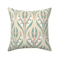 lily of valley off white peach light teal 12 inch