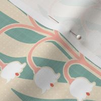 lily of valley off white peach light teal 12 inch