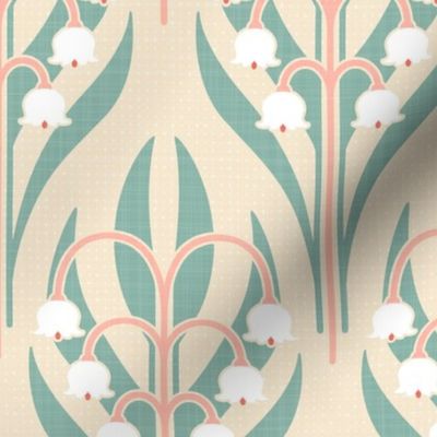 lily of valley off white peach light teal 12 inch