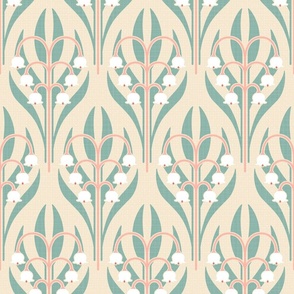 lily of valley off white peach light teal 12 inch