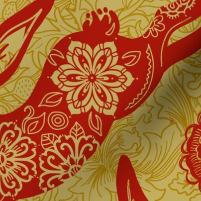 YEAR OF THE RABBIT Gold background print