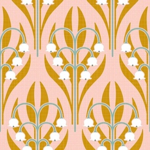 lily of the valley art deco inspired blush pink mustard 12 inch 