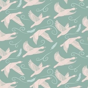 flying geese light teal blush pink 9 inch (24 inch wallpaper)